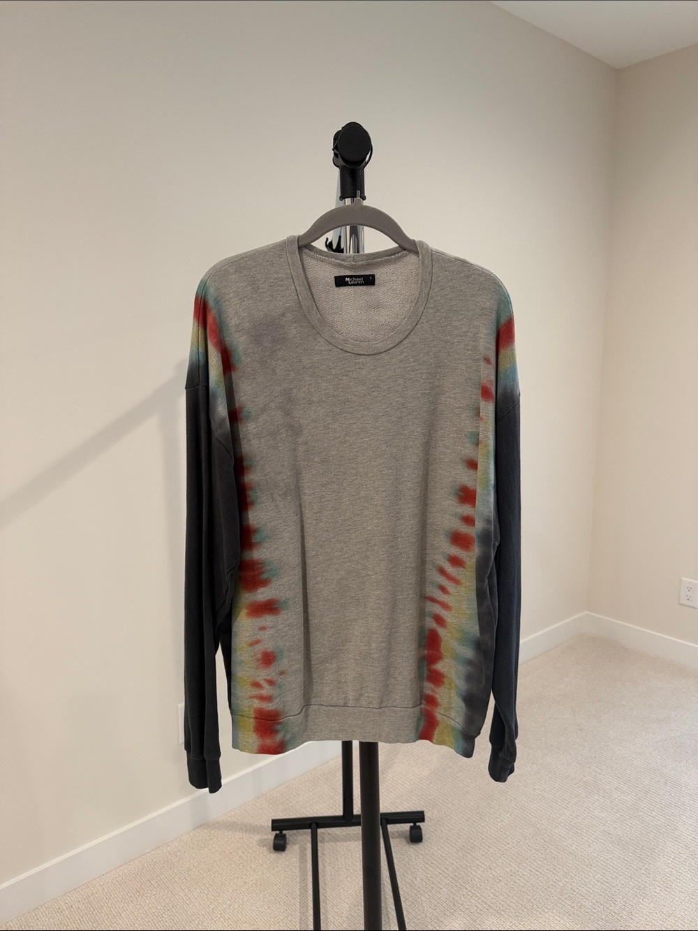Michael Lauren Light Gray Scoop Neck Sweatshirt